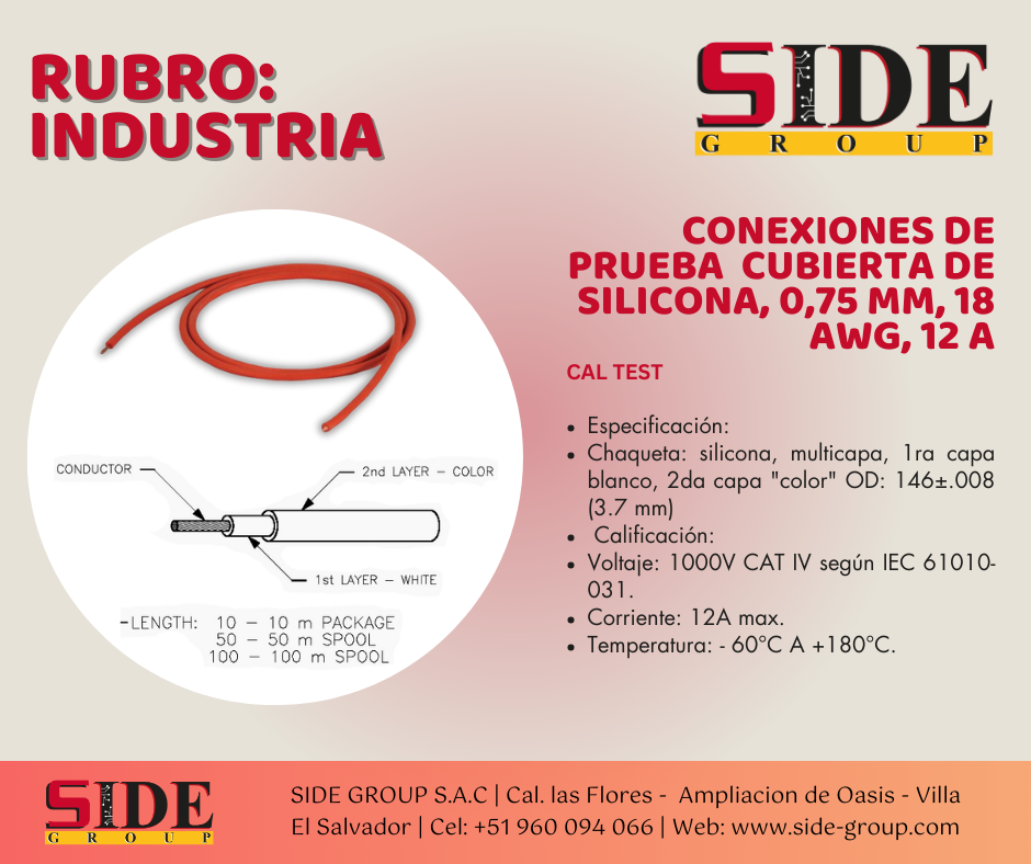 Cable 18 AWG, de silicona 0.75 mm, 12A