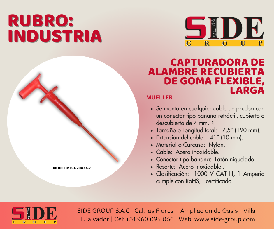 Capturadora de alambre con recubierta de goma flexible